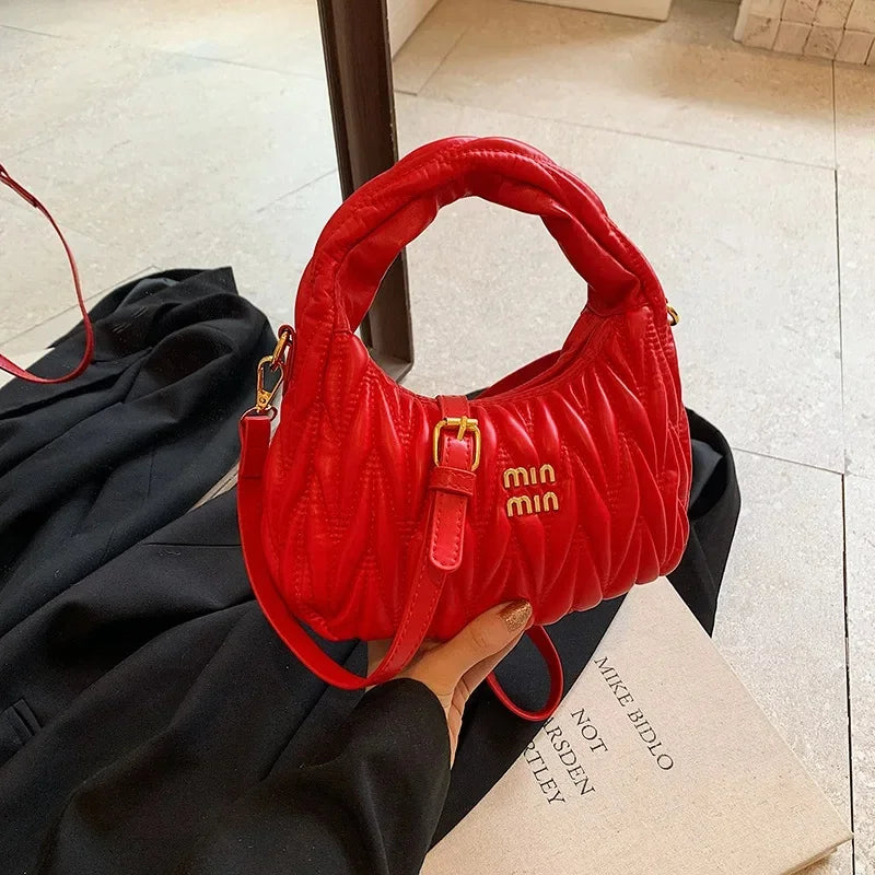 Fashionable Folded Bean Bag Women's Shoulder Bag Korean Style Summer Hot Sale Of The Season Handheld Crossbody Bag Simple Design