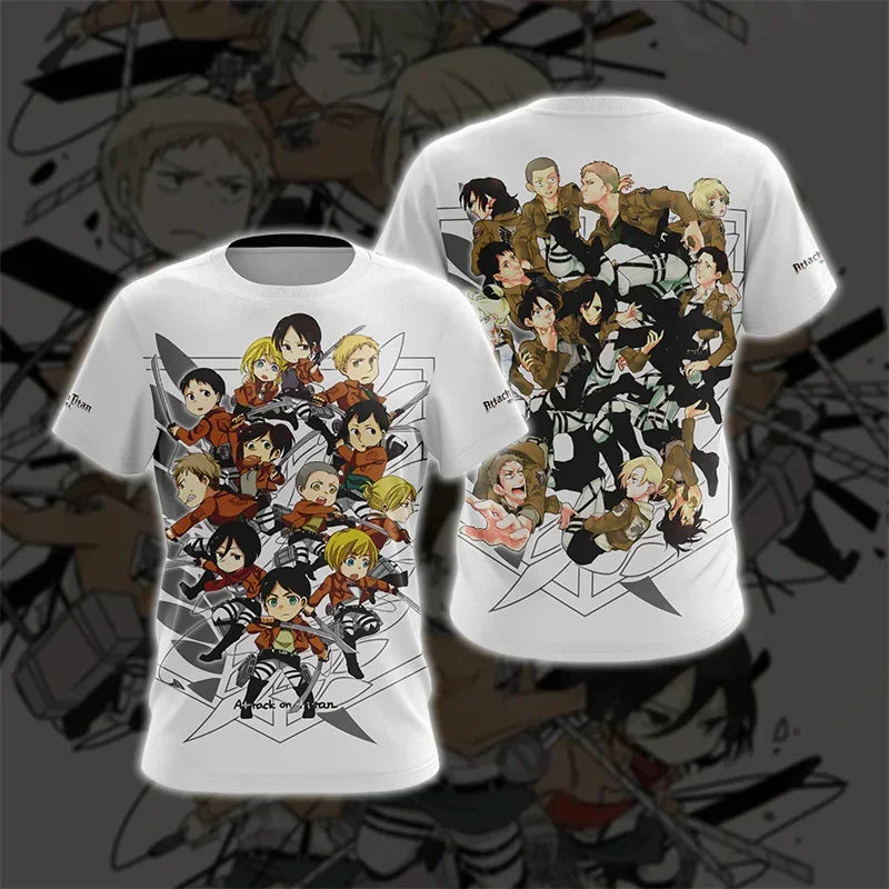 Anime Attack on Titan Levi Ackerman Graphic T Shirt for Men Clothing 3D Manga Printed T-shirt Harajuku Fashion Kids Cartoon Tees