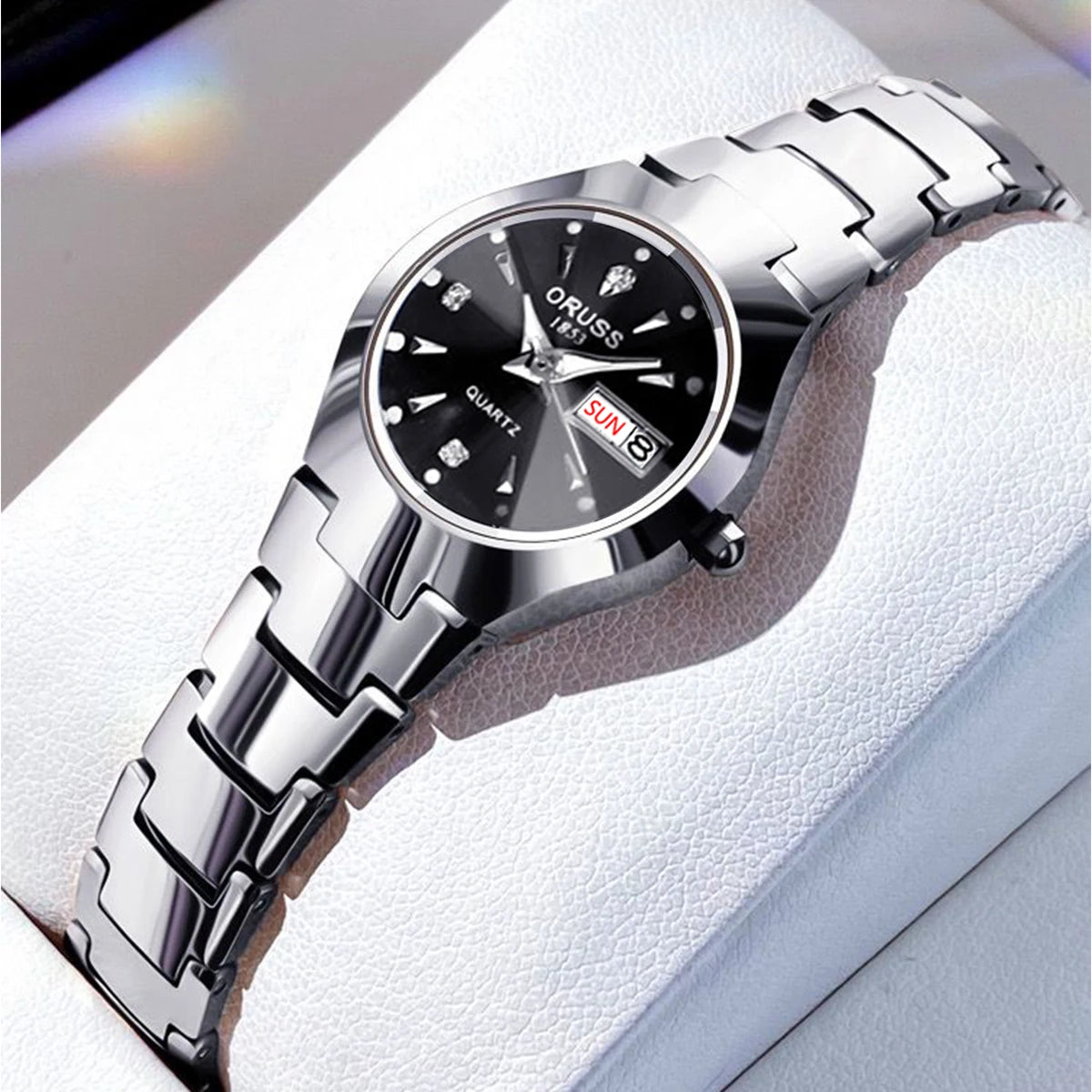 ORUSS Hot Brand Ladies' Watch High Quality Stainless Steel  Waterproof Luminous Pointer Week Calendar Eleganc Women Quartz Watch