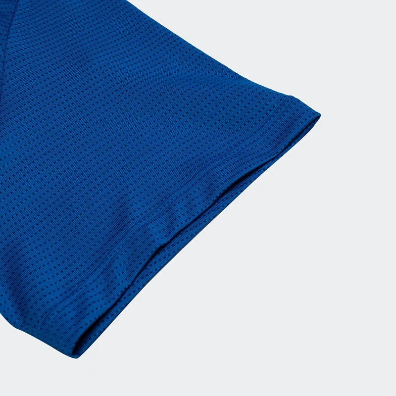 Adidas Men's Blue Short - Sleeve Sports T - Shirt with White Brand Logo for Athletic and Casual Wear