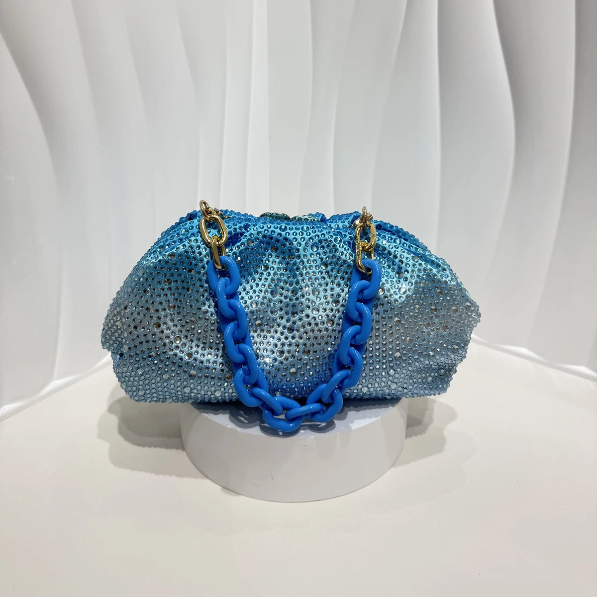 Handle Rhinestones Diamond Evening Clutch Bag Women Handbag Wedding Party Bling Bucket Purse Shoulder Bag  Holiday For Lady Bag