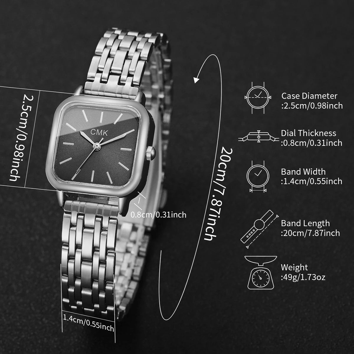 1/2/3/4/6PCS Fashion Square Women Watches Simple Ladies Quartz Wristwatch Reloj Mujer（Without Box）