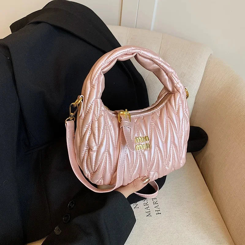 Fashionable Folded Bean Bag Women's Shoulder Bag Korean Style Summer Hot Sale Of The Season Handheld Crossbody Bag Simple Design