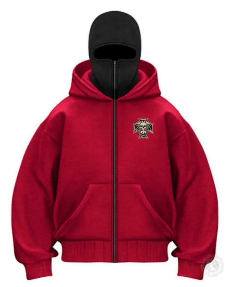 Balaclava Men Zip Hoodie Winter Warm Casual Sweatshirt Y2K with Hooded Face Mask Zipper Design Sports Jacket Outdoor Activities