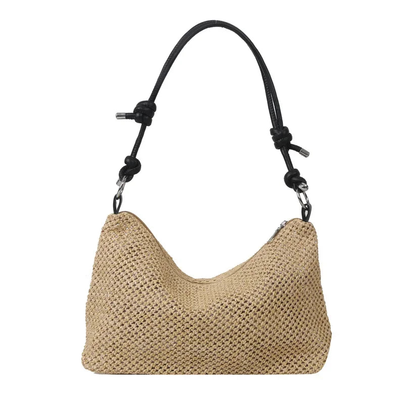 Women New Handmade Braided Straw Bag Large Capacity Beach Shoulder Bag Summer Rattan Woven Tote Boho Fashion Handbag