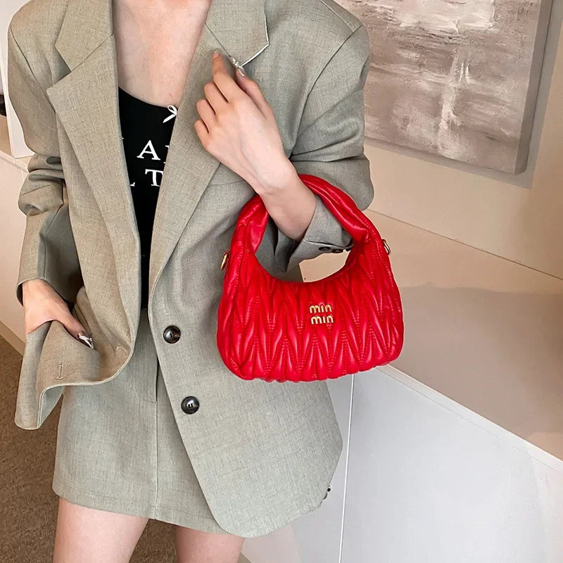 Fashionable Folded Bean Bag Women's Shoulder Bag Korean Style Summer Hot Sale Of The Season Handheld Crossbody Bag Simple Design