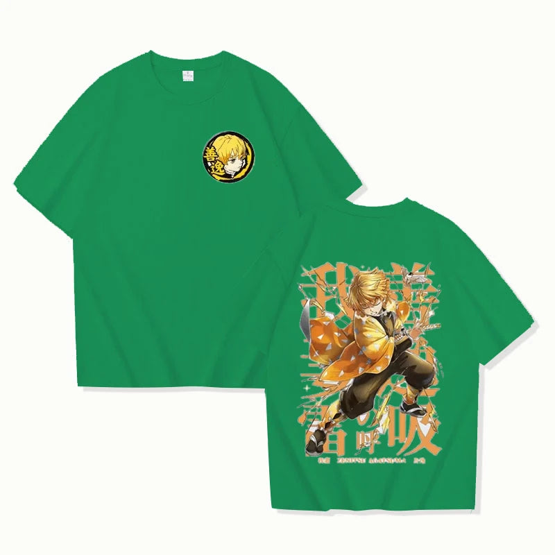 New Agatsuma Zenitsu T-Shirt Anime Unisex Summer New Retro Fashion Men's and Women's Streetwear Personality Short Sleeve