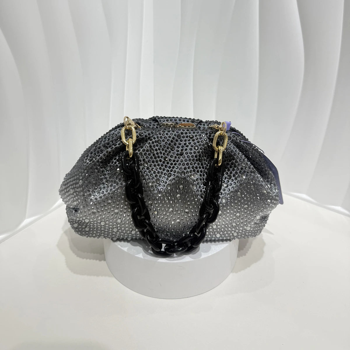 Handle Rhinestones Diamond Evening Clutch Bag Women Handbag Wedding Party Bling Bucket Purse Shoulder Bag  Holiday For Lady Bag
