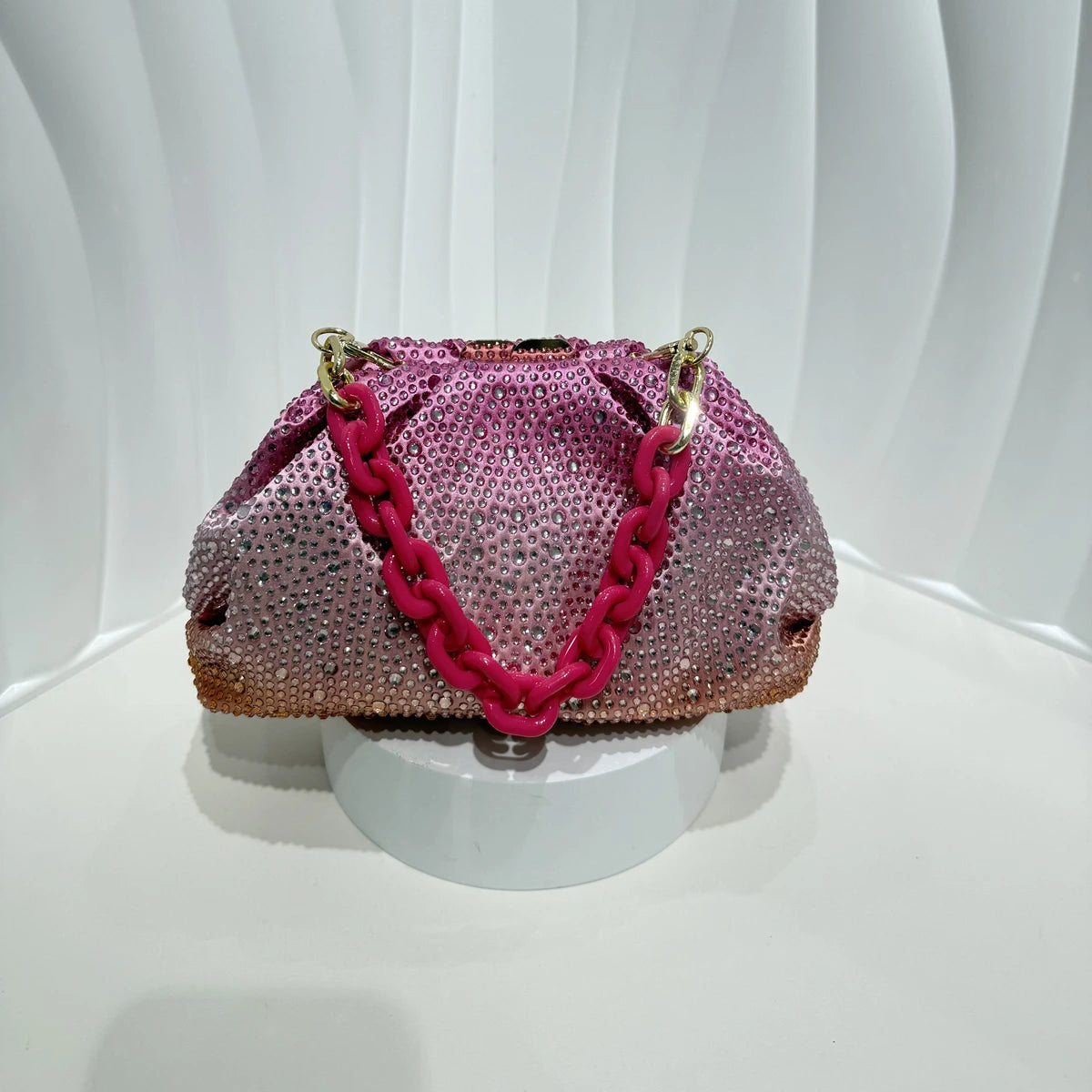 Handle Rhinestones Diamond Evening Clutch Bag Women Handbag Wedding Party Bling Bucket Purse Shoulder Bag  Holiday For Lady Bag
