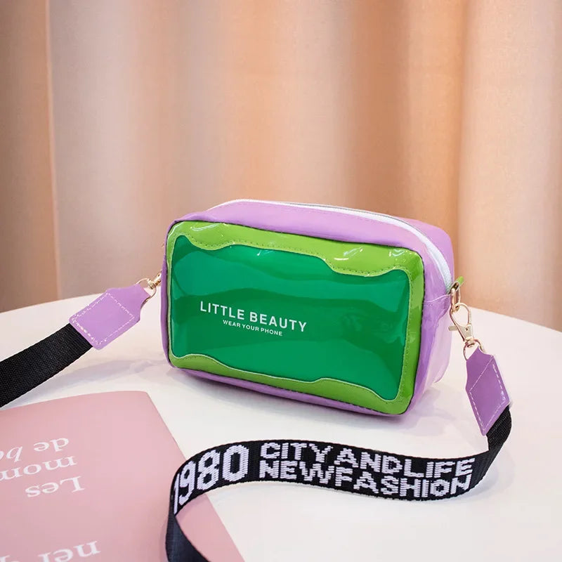 Summer Transparent Jelly Bag Trend Women's Clear PVC Crossbody Bag Candy Color Ladies Wide Shoulder Strap Messenger Beach Bag