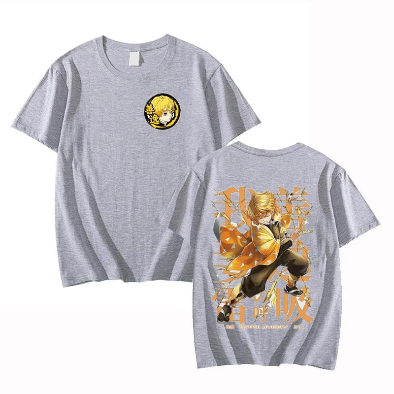 New Agatsuma Zenitsu T-Shirt Anime Unisex Summer New Retro Fashion Men's and Women's Streetwear Personality Short Sleeve