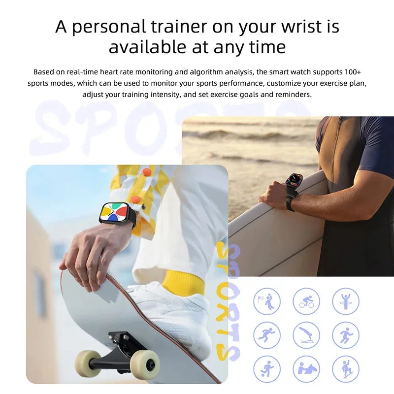 New For Xiaomi 100+ Sports Mode Smart Watch Men Women Heart Rate Blood Pressure HD Bluetooth Call Waterproof Sports Smart Watch