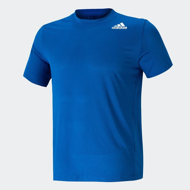 Adidas Men's Blue Short - Sleeve Sports T - Shirt with White Brand Logo for Athletic and Casual Wear