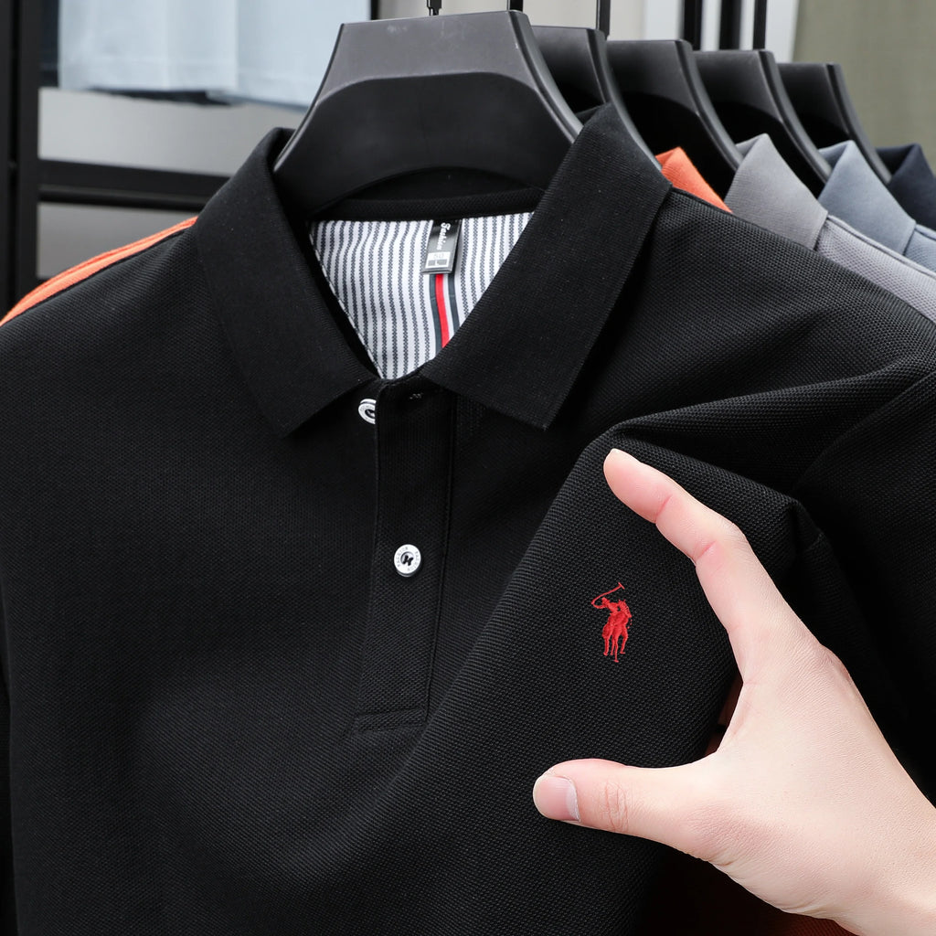 100% pure cotton fashionable men's shortsleeved polo shirt summer new business casual top exquisite brand pony embroidery Tshirt