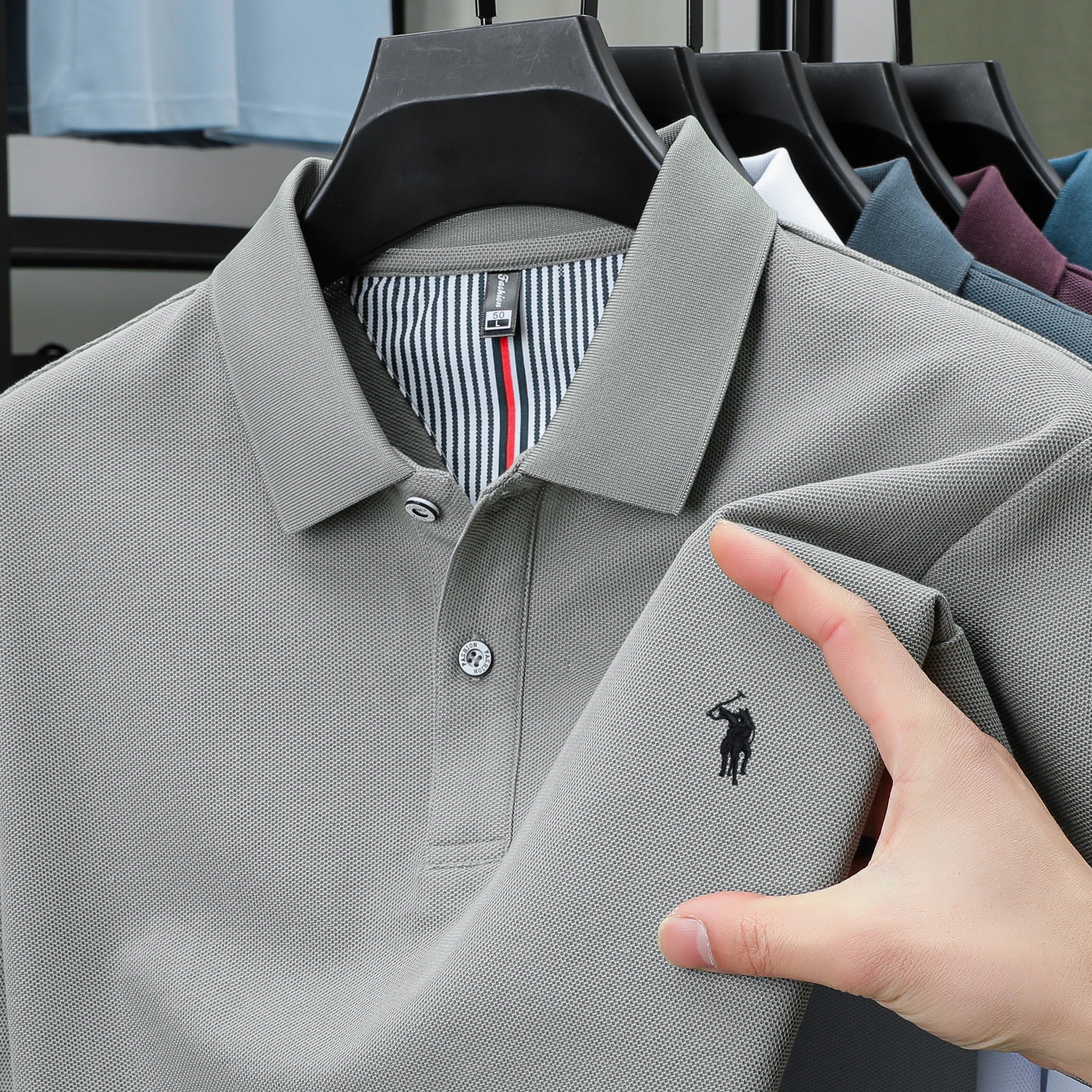100% pure cotton fashionable men's shortsleeved polo shirt summer new business casual top exquisite brand pony embroidery Tshirt