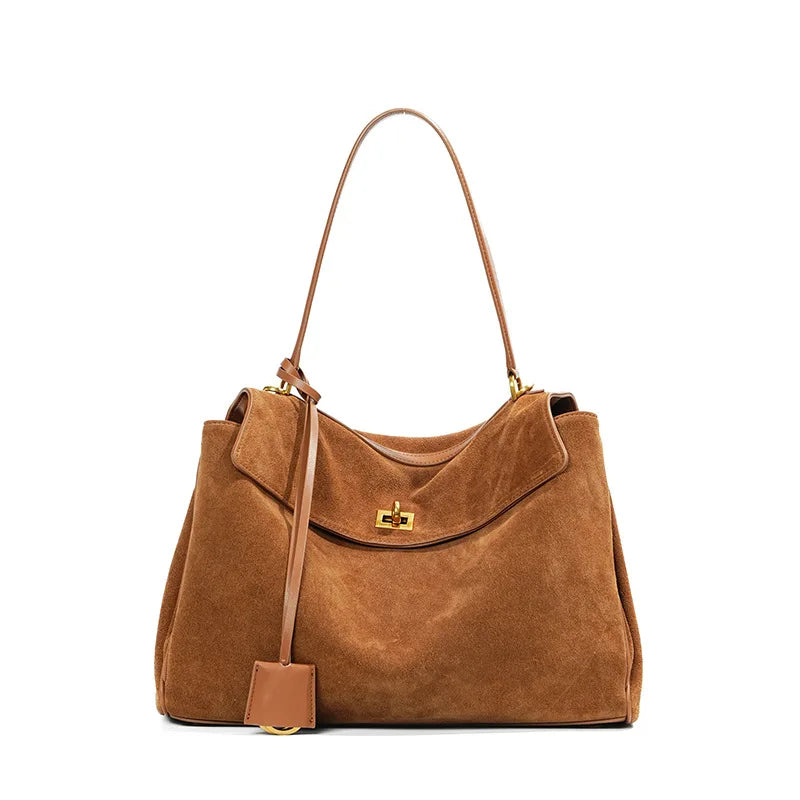 New Rodeo Luxury Designer Women's Handbag Cowhide Suede Tote Fashion Gold Buckle Shoulder Bag Trendy Lady Satchel