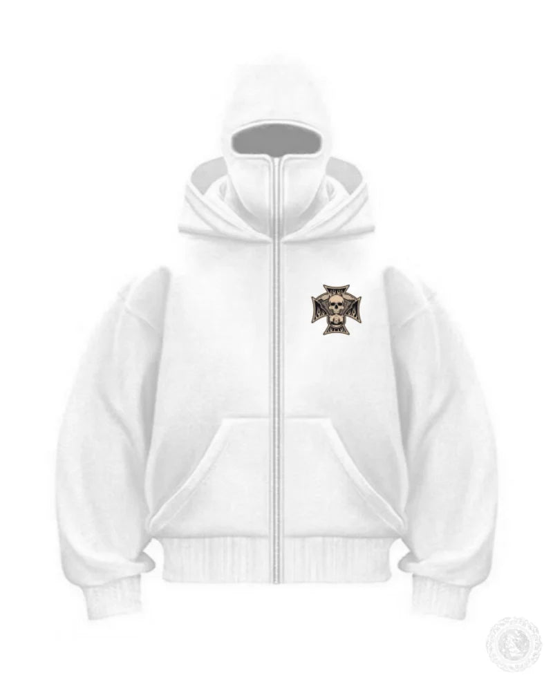 Balaclava Men Zip Hoodie Winter Warm Casual Sweatshirt Y2K with Hooded Face Mask Zipper Design Sports Jacket Outdoor Activities