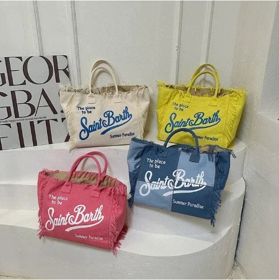 Saint Barth European and American New Women's Large Capacity Fashion Tassel Beach Handbag shoulder women's bag