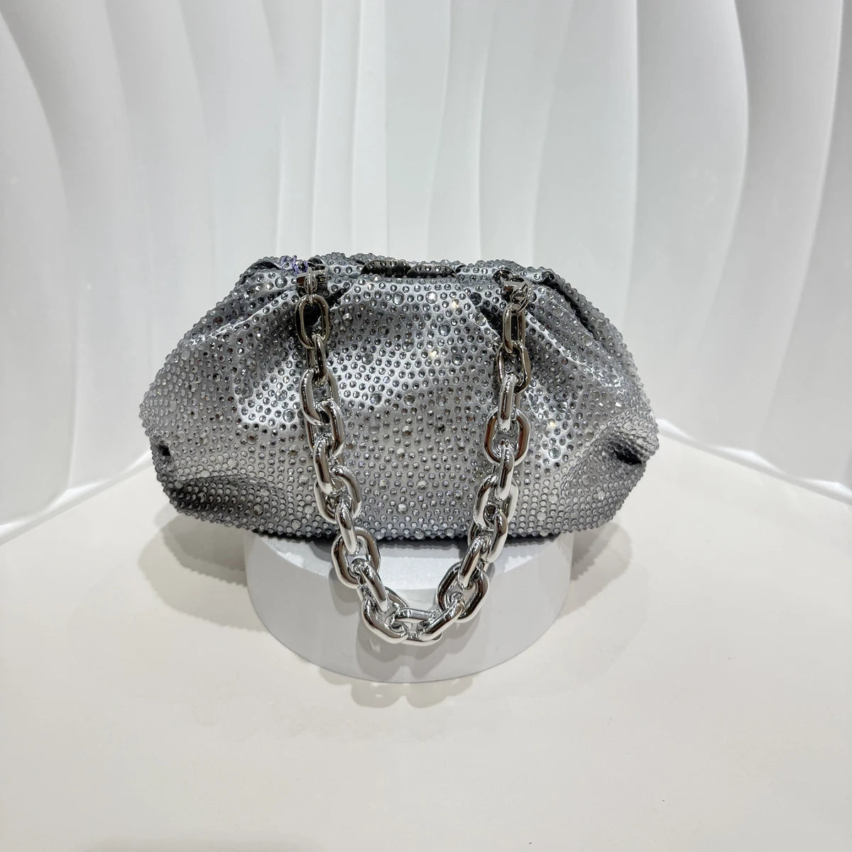 Handle Rhinestones Diamond Evening Clutch Bag Women Handbag Wedding Party Bling Bucket Purse Shoulder Bag  Holiday For Lady Bag