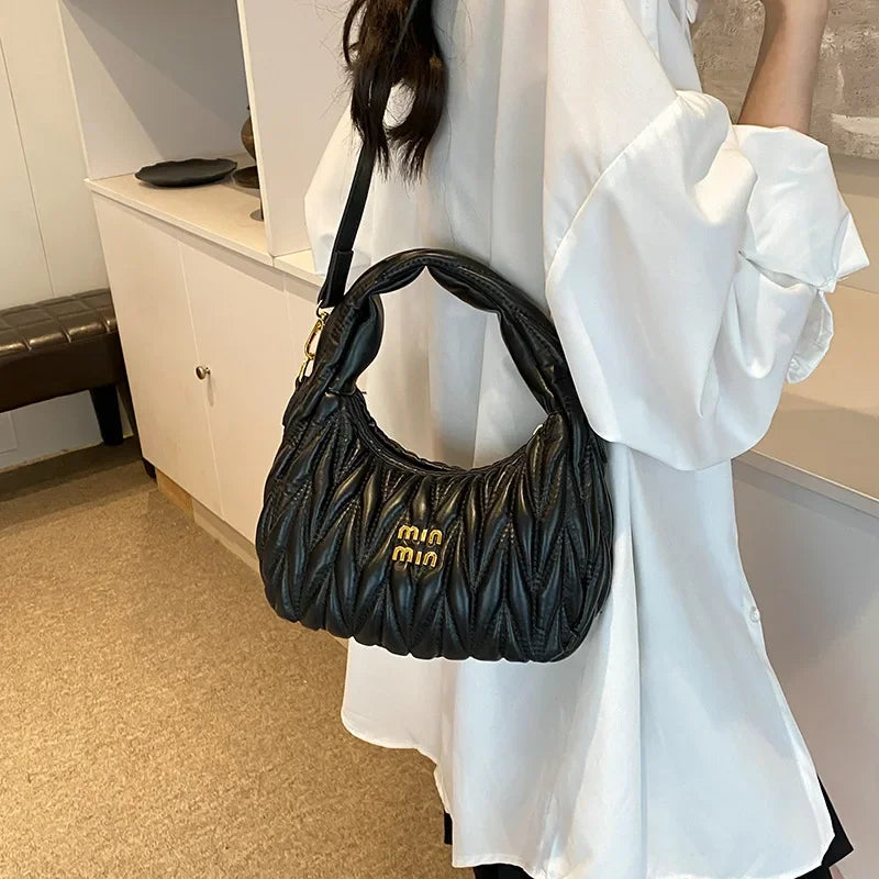 Fashionable Folded Bean Bag Women's Shoulder Bag Korean Style Summer Hot Sale Of The Season Handheld Crossbody Bag Simple Design