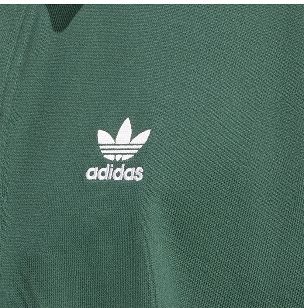 Adidas Originals Men's Dark Green Long - Sleeve Polo Shirt and Teal Track Pants for Casual and Sports Wear