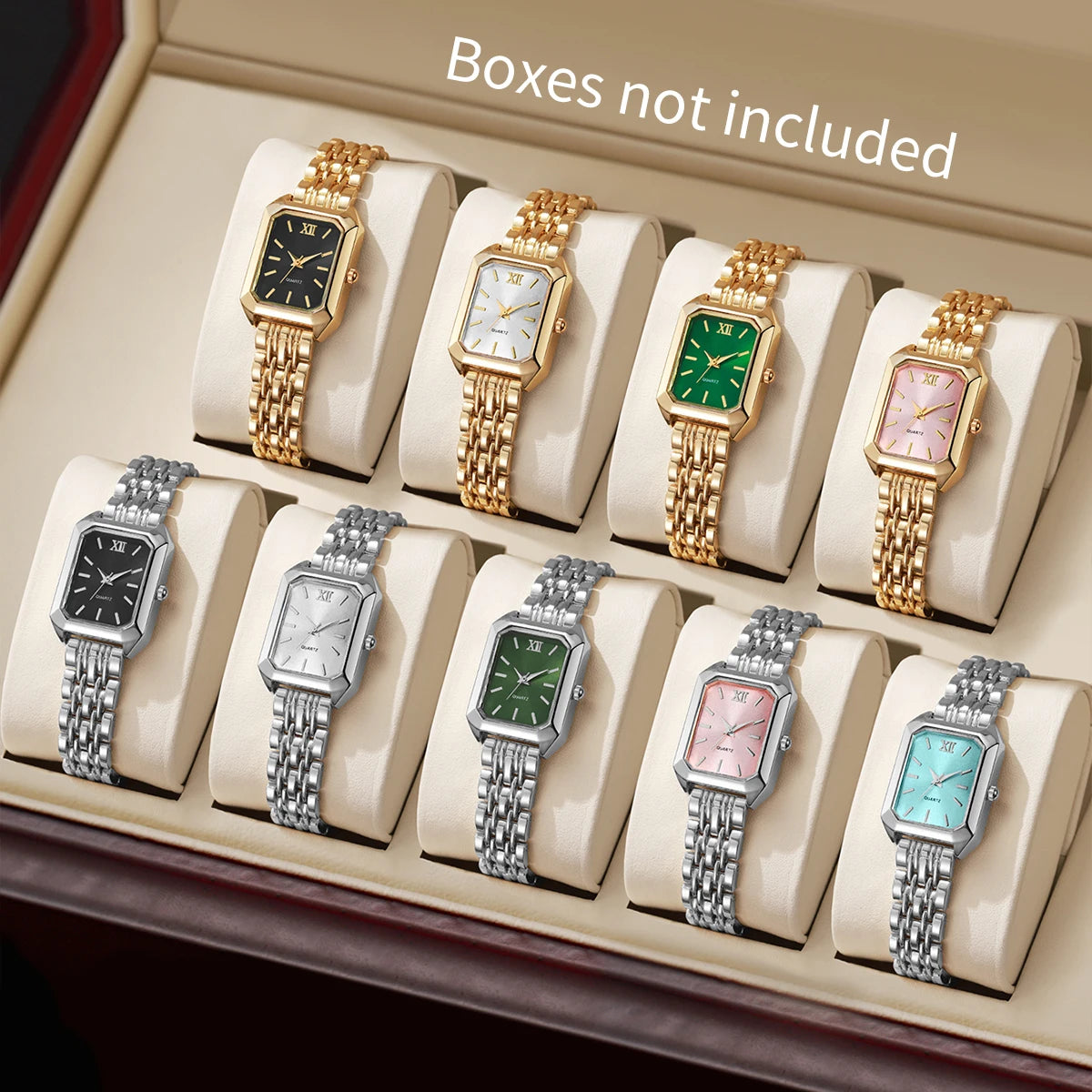 4/5/8/9PCS Fashion Rectangle Women Watches Set Luxury Analog Quartz Wristwatch For Ladies Clock Reloj Mujer（Without Box）