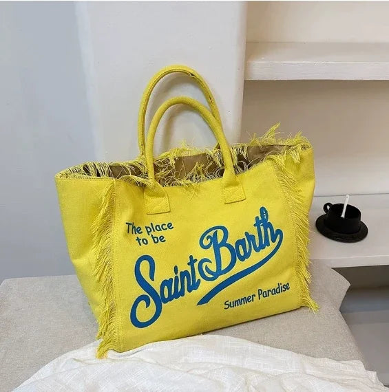 Saint Barth European and American New Women's Large Capacity Fashion Tassel Beach Handbag shoulder women's bag