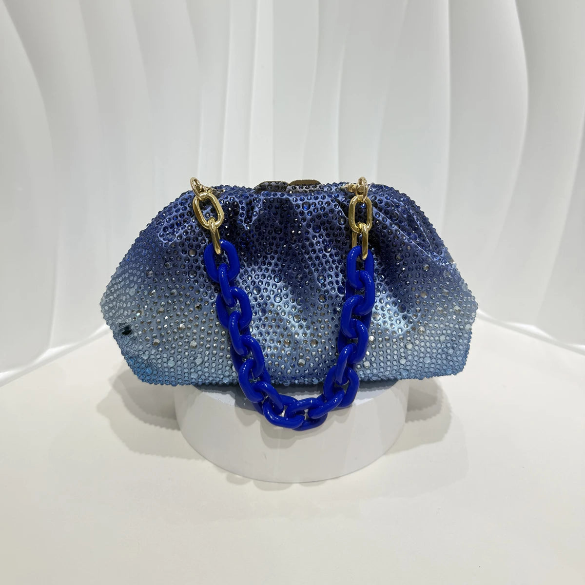 Handle Rhinestones Diamond Evening Clutch Bag Women Handbag Wedding Party Bling Bucket Purse Shoulder Bag  Holiday For Lady Bag