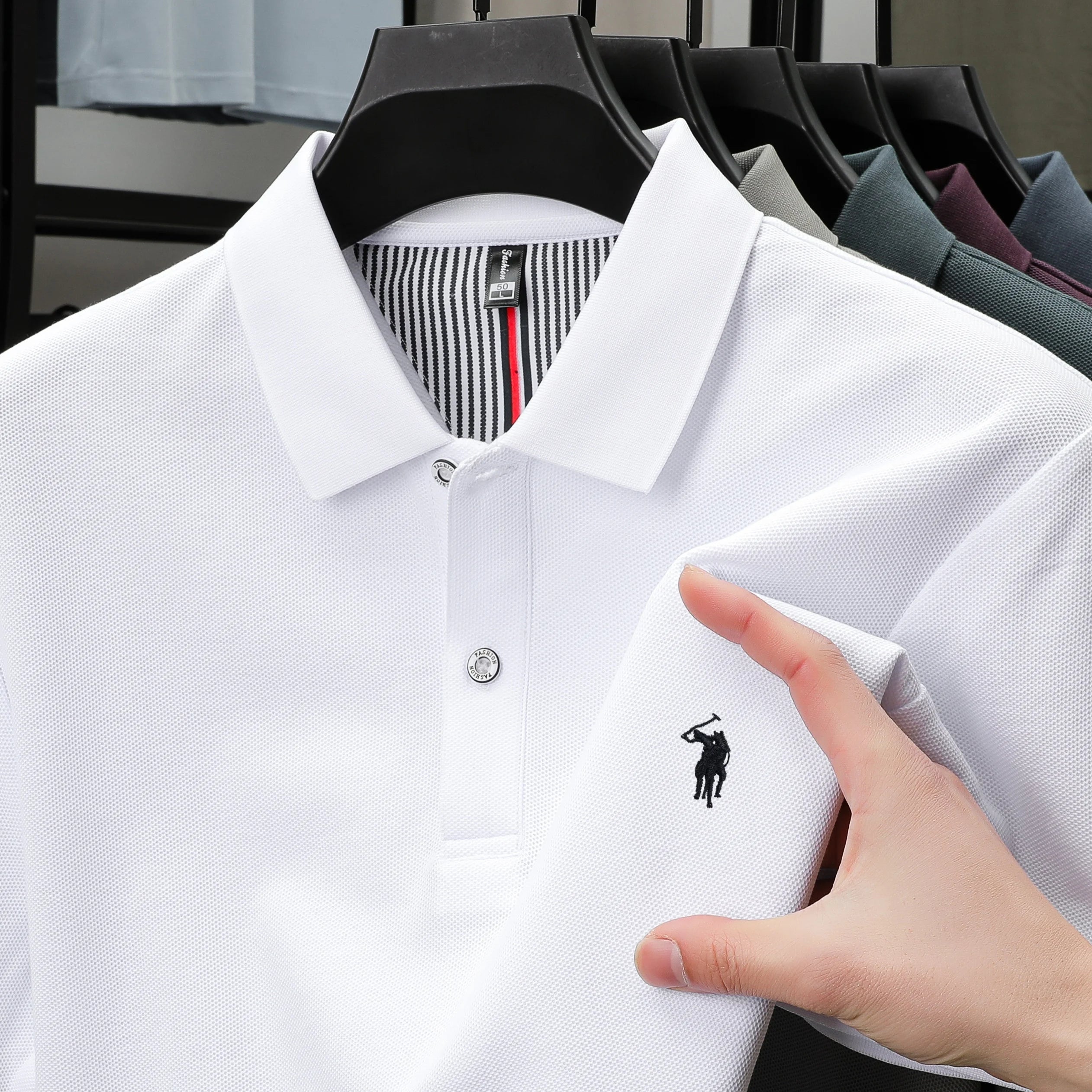 100% pure cotton fashionable men's shortsleeved polo shirt summer new business casual top exquisite brand pony embroidery Tshirt