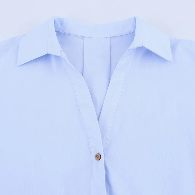 HXAO 2025 Women's Shirt Summer Crop Oversized Shirts & Blouses White Blue Rose Brown Striped Shirt Elegant Long Sleeve blouses