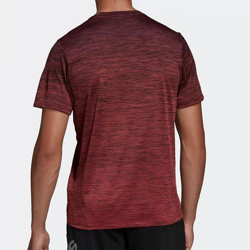 Adidas Men's Burgundy Short - Sleeve Sports T - Shirt with Brand Logo for Athletic and Casual Wear
