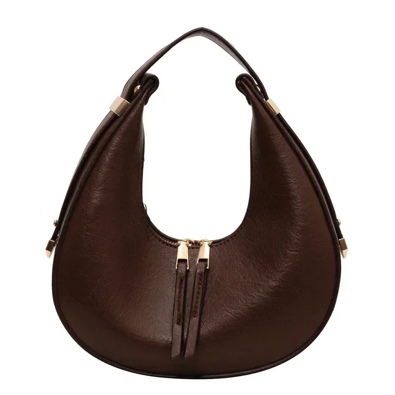 Retro Simple Solid Color Women's Commuter Crescent Bag 2025 High Quality PU Shoulder Bag Elegant High End Bag Сумка Женская