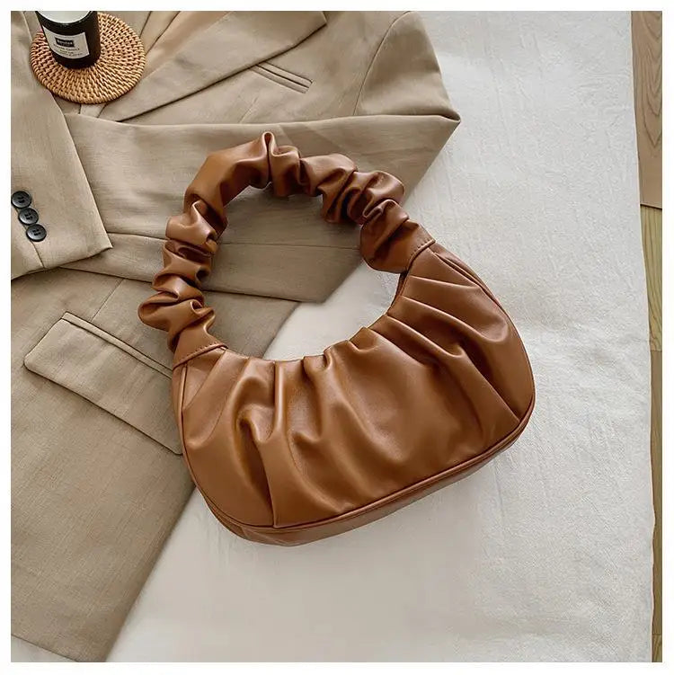 2023 Summer Pleated Handlebags For Women PU Cloud Bags Leisure Armpit Bag Shopping Shoulder Bags Dumpling Handbag Female