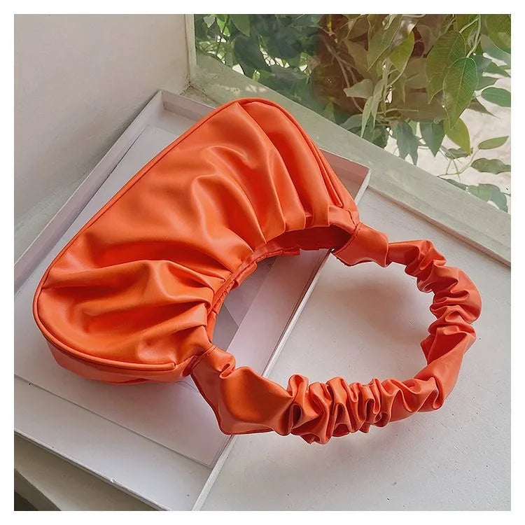 2023 Summer Pleated Handlebags For Women PU Cloud Bags Leisure Armpit Bag Shopping Shoulder Bags Dumpling Handbag Female