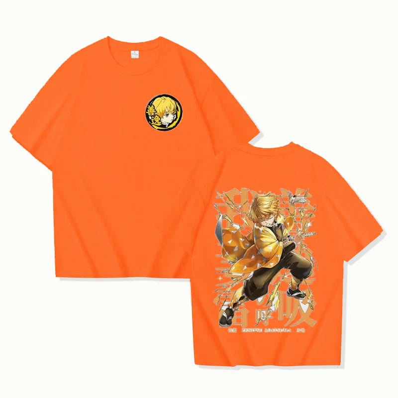 New Agatsuma Zenitsu T-Shirt Anime Unisex Summer New Retro Fashion Men's and Women's Streetwear Personality Short Sleeve