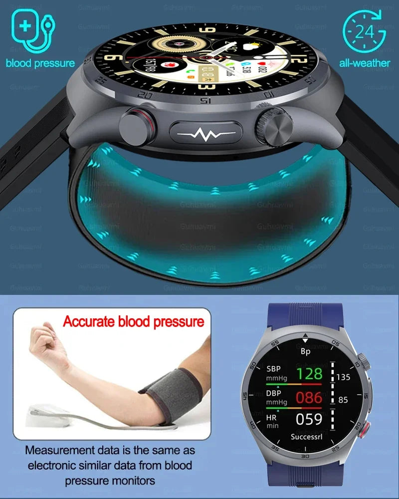 2025 Health Smart Watch NFC ECG Air Pump Blood Pressure Blood oxygen ECG+PPG Bluetooth Call NFC SmartWatch For Men Women Airbag