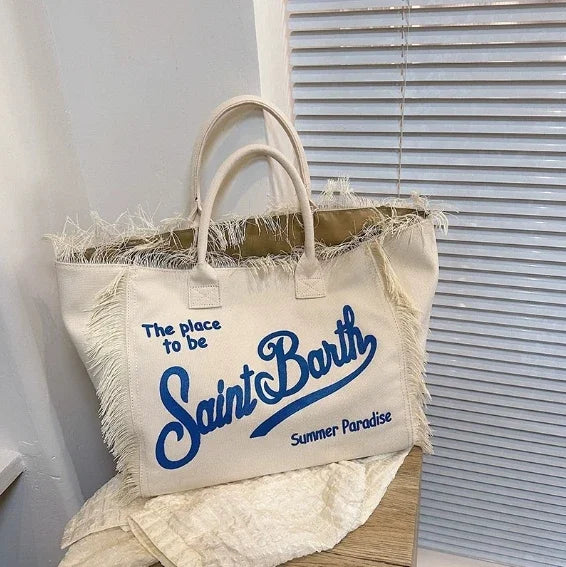 Saint Barth European and American New Women's Large Capacity Fashion Tassel Beach Handbag shoulder women's bag