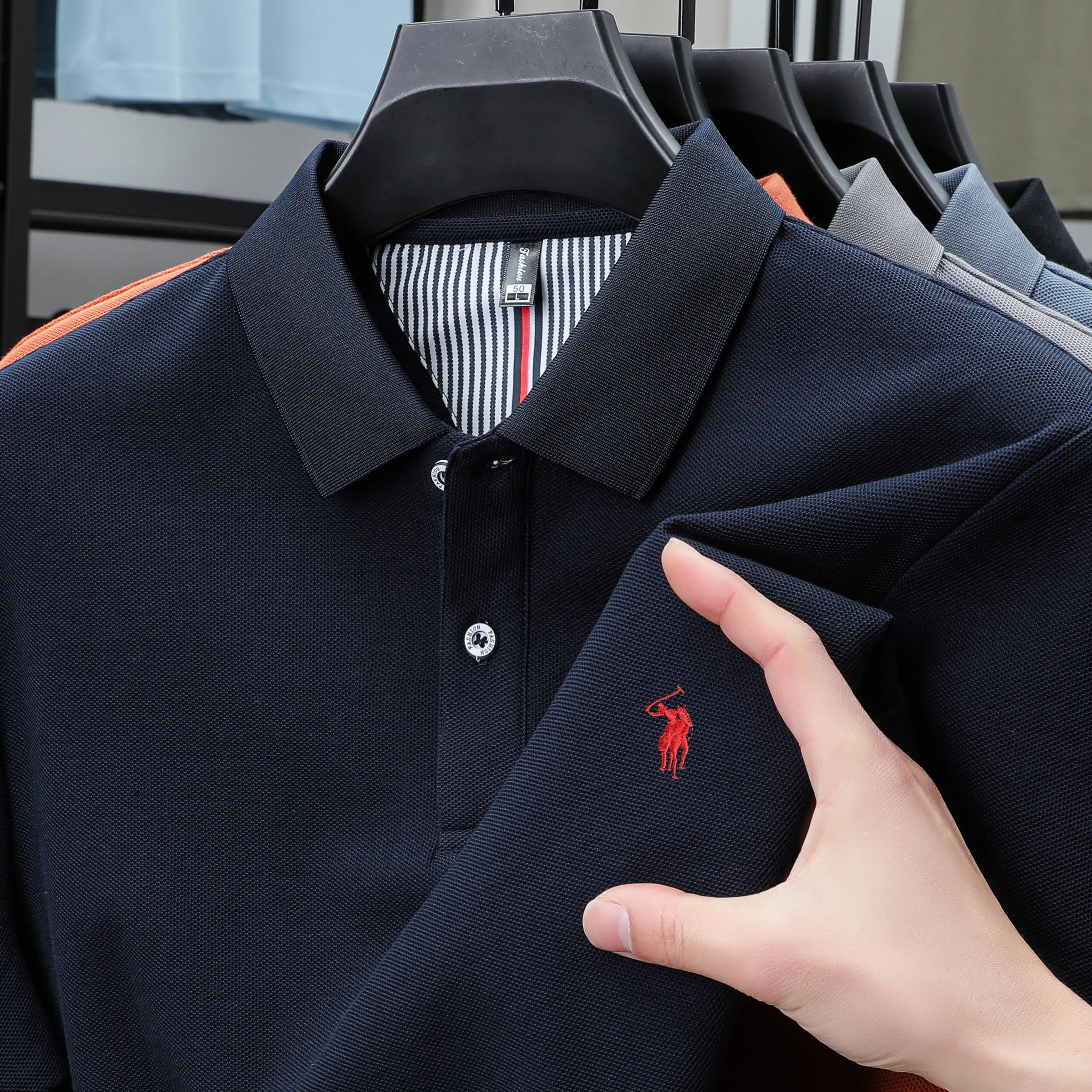 100% pure cotton fashionable men's shortsleeved polo shirt summer new business casual top exquisite brand pony embroidery Tshirt