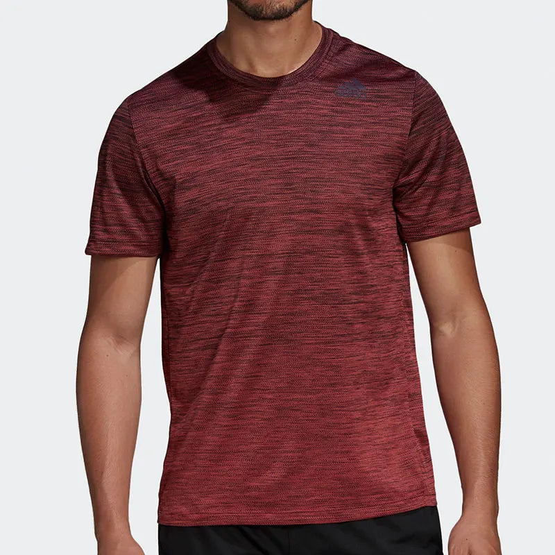 Adidas Men's Burgundy Short - Sleeve Sports T - Shirt with Brand Logo for Athletic and Casual Wear