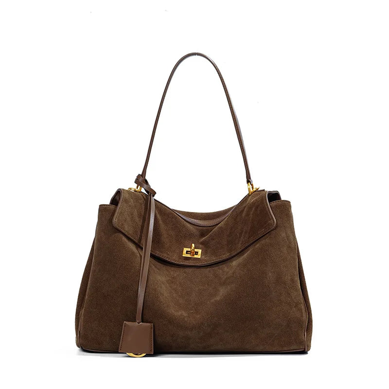 New Rodeo Luxury Designer Women's Handbag Cowhide Suede Tote Fashion Gold Buckle Shoulder Bag Trendy Lady Satchel