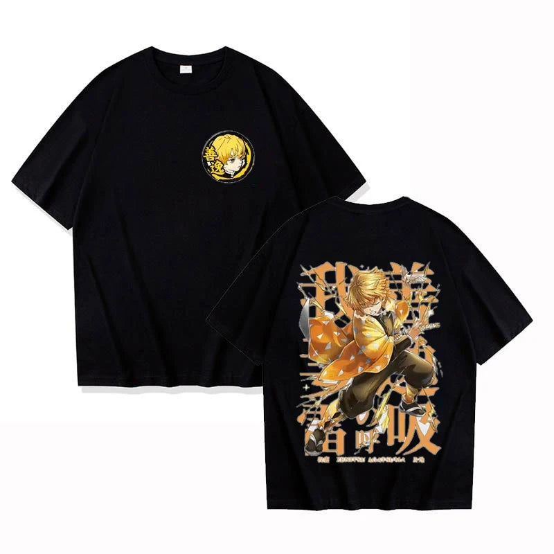 New Agatsuma Zenitsu T-Shirt Anime Unisex Summer New Retro Fashion Men's and Women's Streetwear Personality Short Sleeve