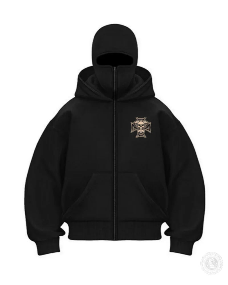Balaclava Men Zip Hoodie Winter Warm Casual Sweatshirt Y2K with Hooded Face Mask Zipper Design Sports Jacket Outdoor Activities