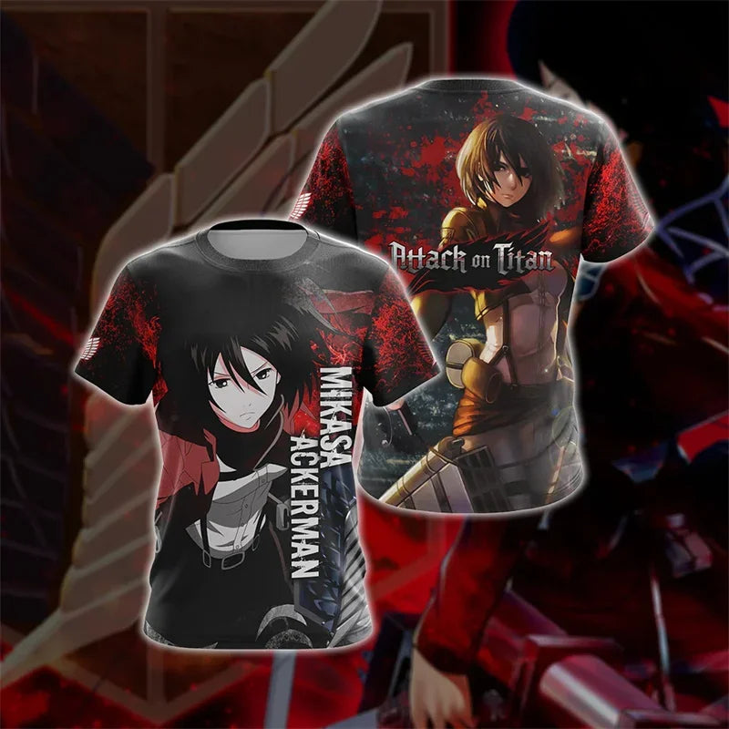 Anime Attack on Titan Levi Ackerman Graphic T Shirt for Men Clothing 3D Manga Printed T-shirt Harajuku Fashion Kids Cartoon Tees