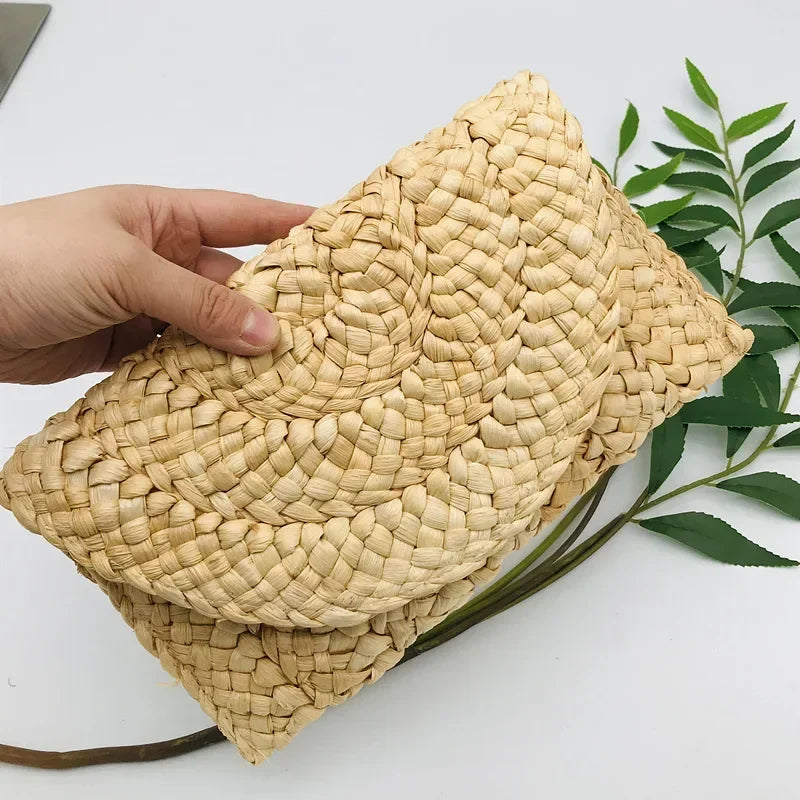 Elegant Ladies Straw Woven Handbag Women Holiday Beach Commute Casual Tote Top-Handle Bags Fashion Retro Shoulder Bags 2024